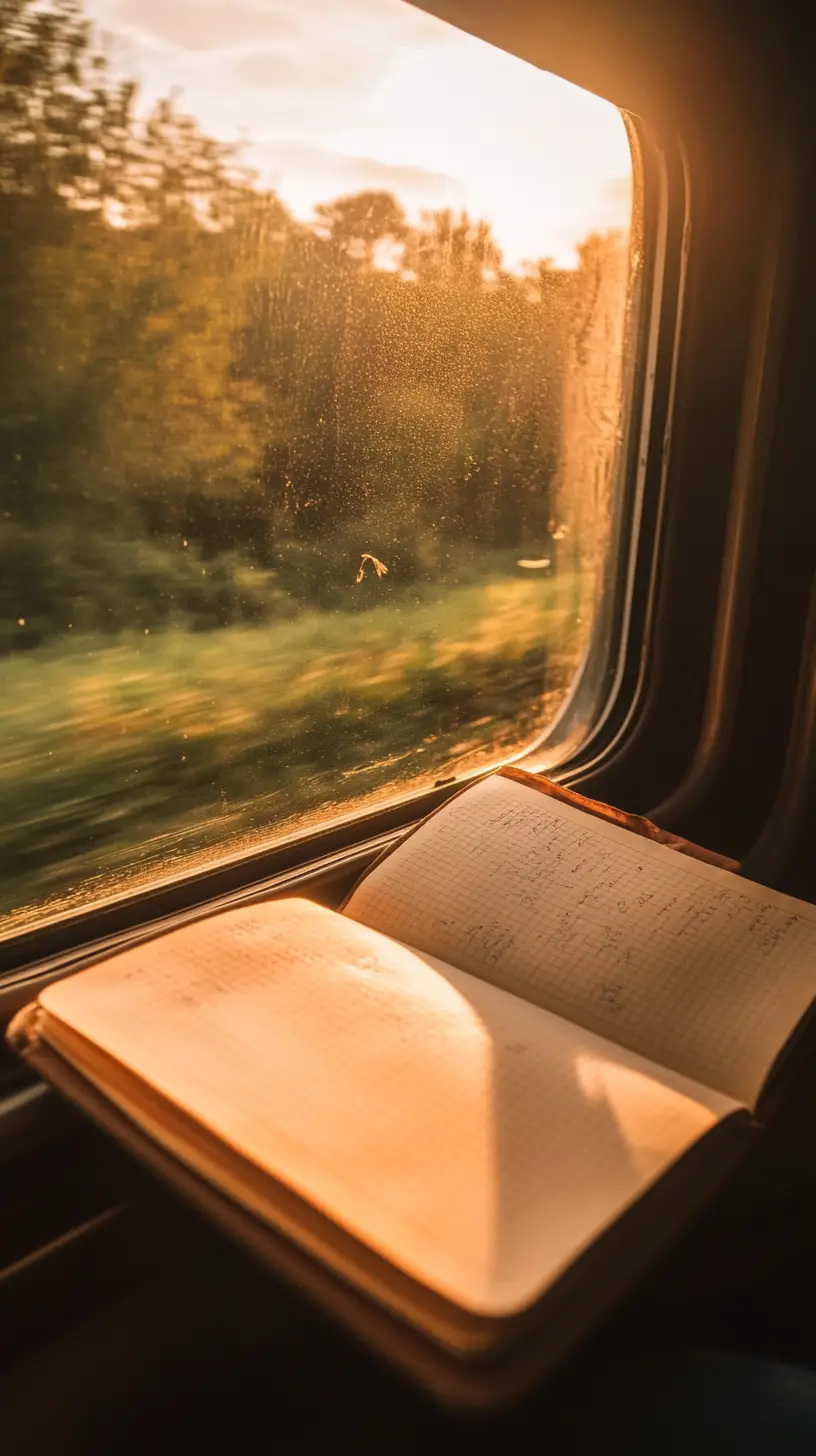 Sunlight On A Notebook Inside A Moving Train