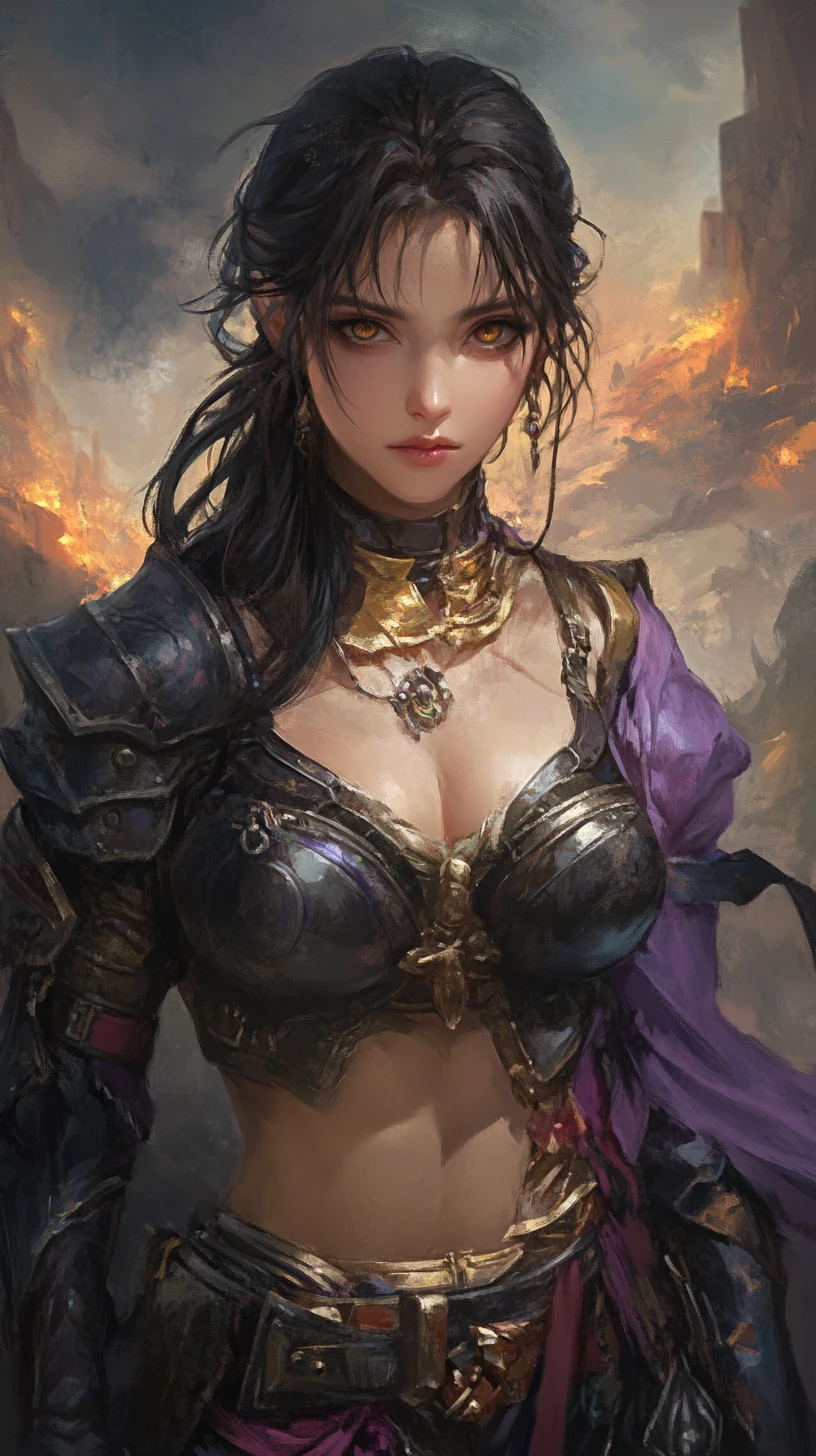 刺青鎧甲動漫女戰士特寫