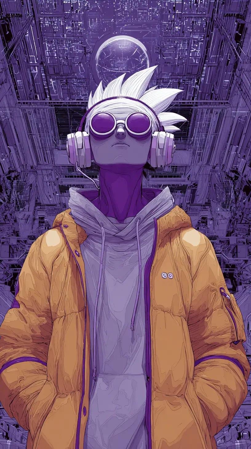 Man with headphones riding a train listening to music