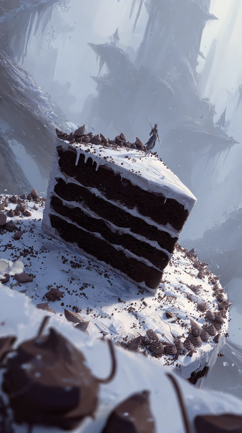 Bolo de chocolate servido em uma refeição de inverno aconchegante