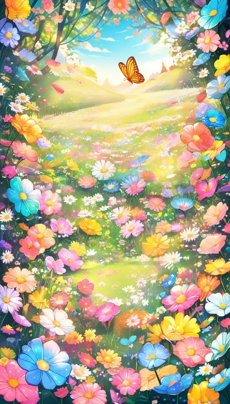 Enchanted Easter Basket In A Sunny Spring Meadow