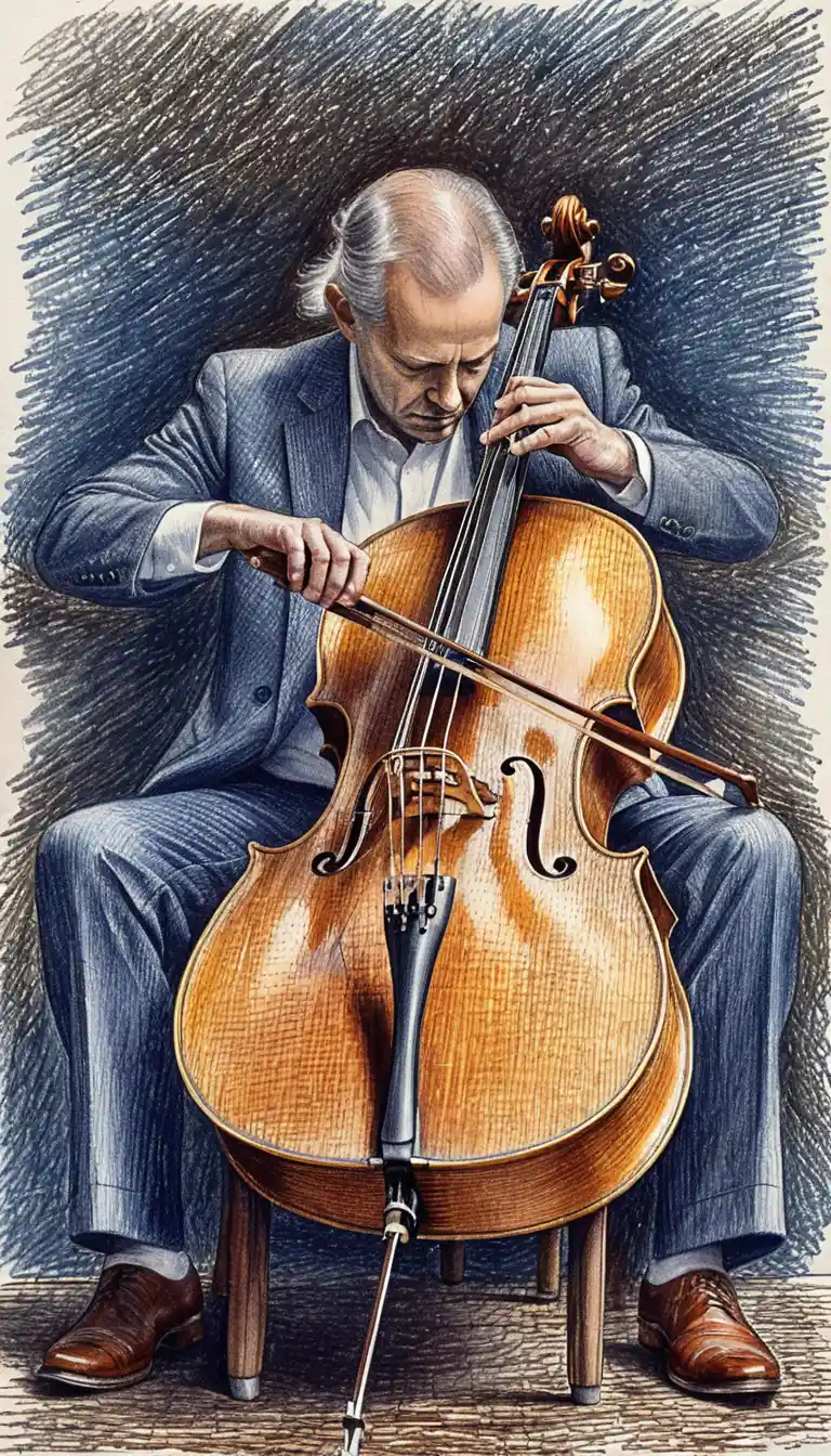 Cellist In Dark Suit Playing Cello Under Dramatic Light