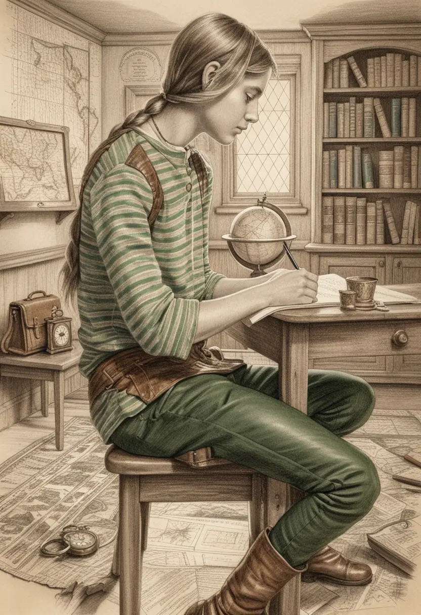 Giovane scrittore in uno studio accogliente con libri e oggetti d’antiquariato