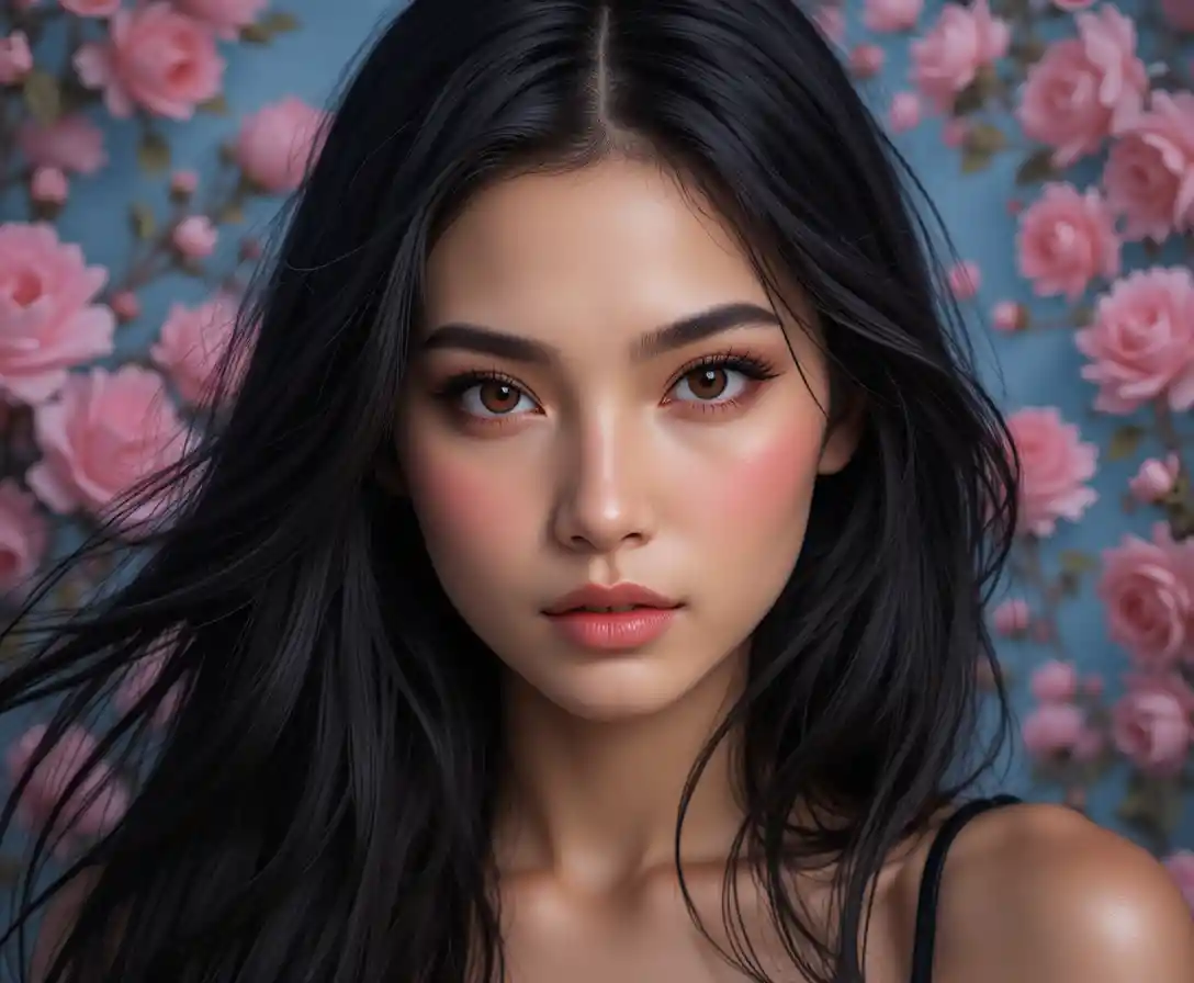 Femme glamour aux cheveux noirs sur bannière de streaming Spring Fever