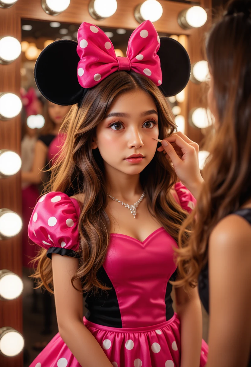 Junger Junge im Minnie-Maus-Kleid in der Boutique-Umkleidekabine