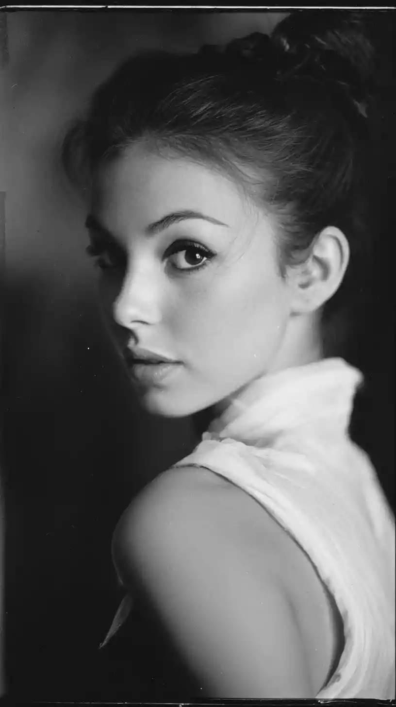 Ritratto in studio in bianco e nero di una ballerina francese