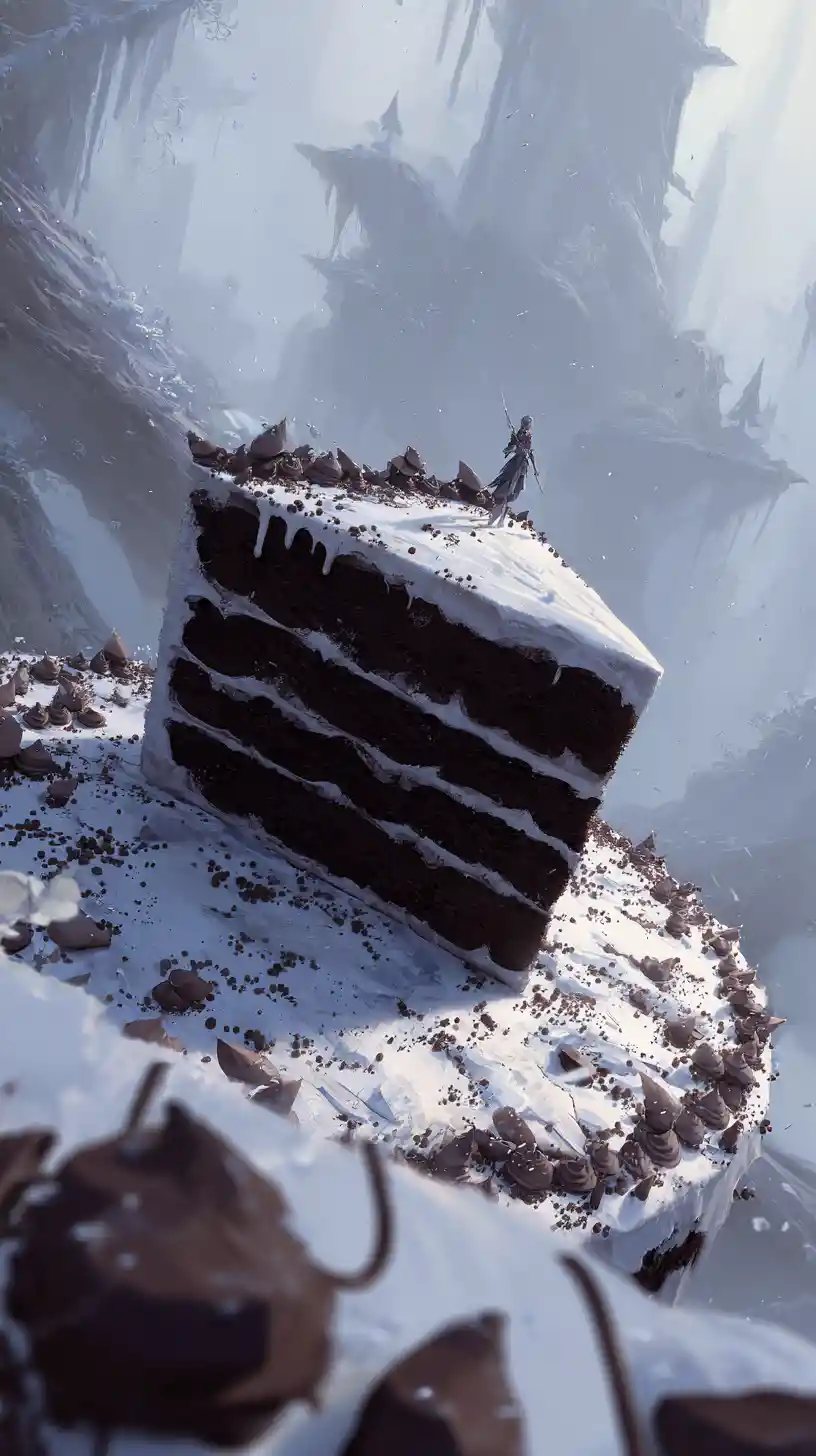 Chocolate cake served for a cozy winter meal