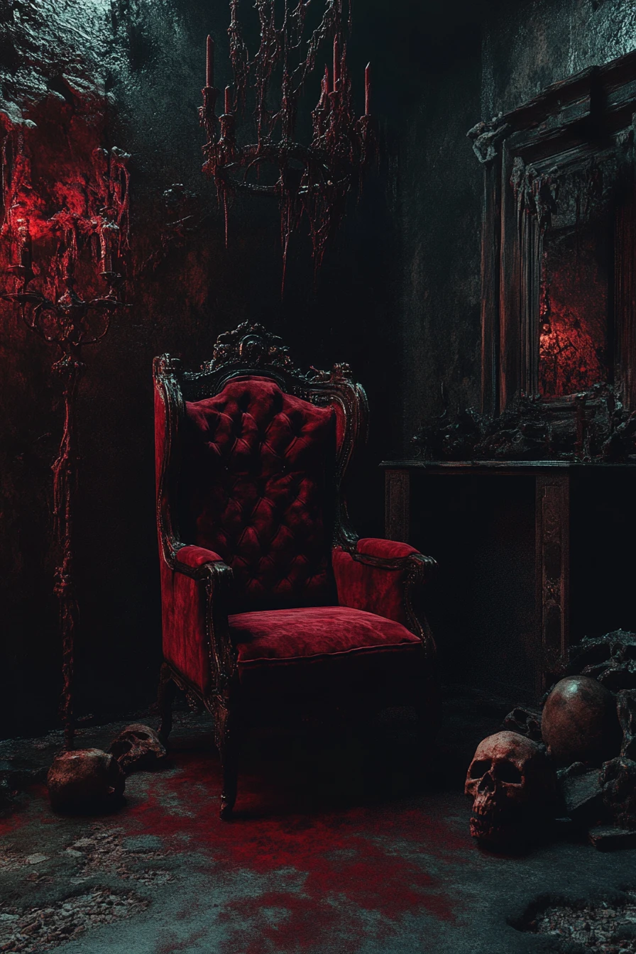 Unheilvolle Necropunk-Schädel in dunklen Ossuarium-Tönen