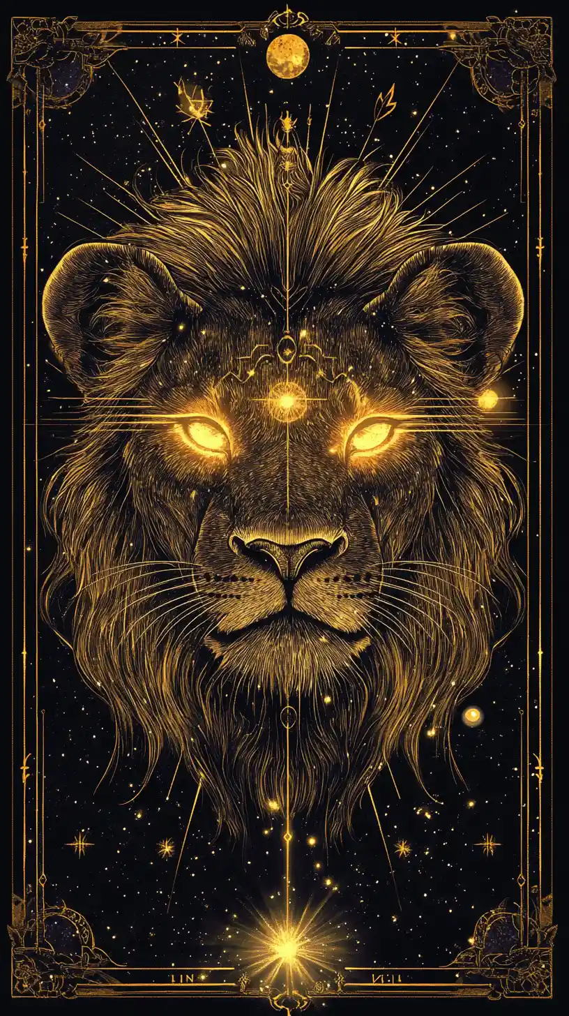 Anthropomorphic lioness diva glowing like a radiant sun