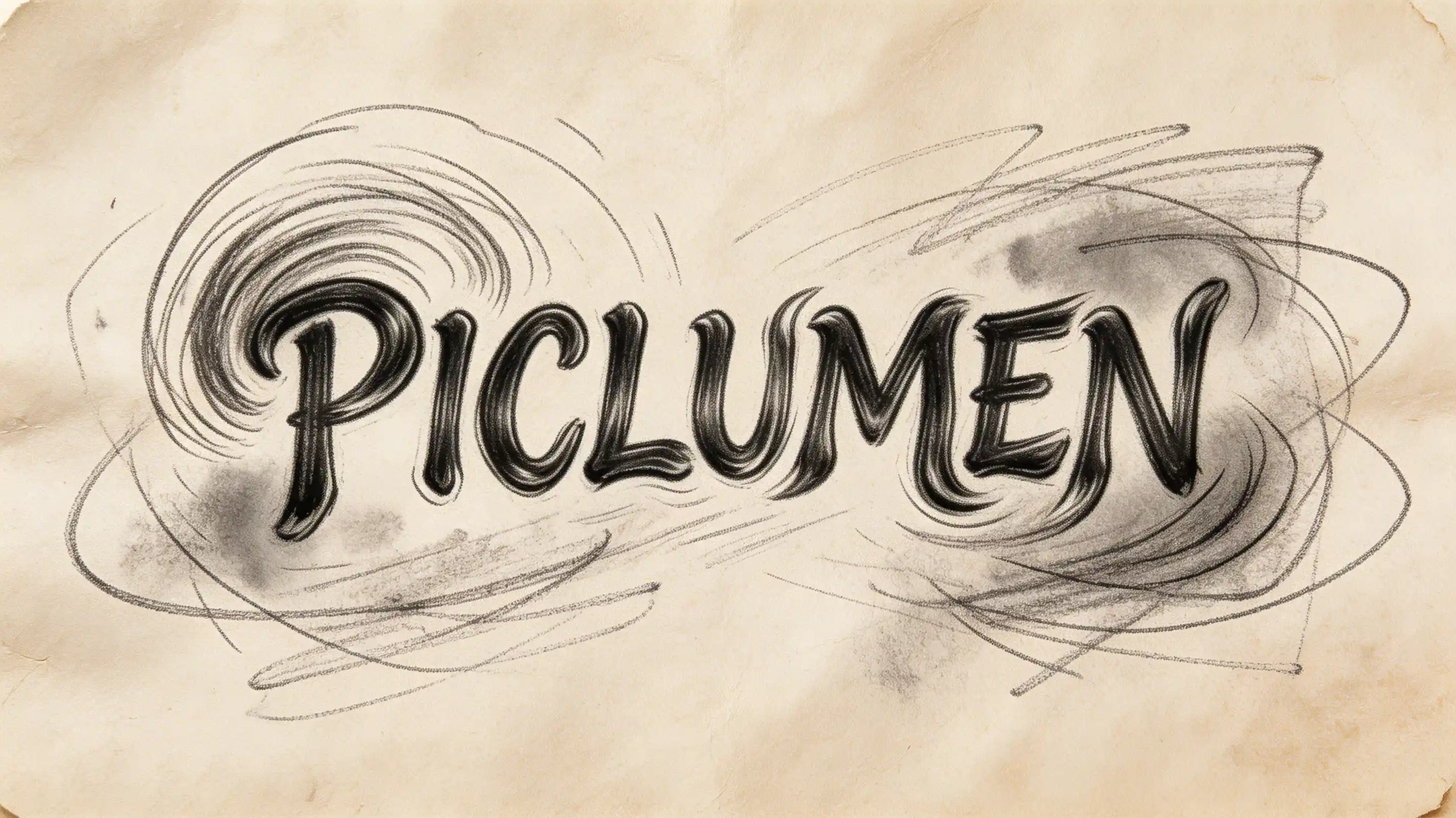 Abstract typographic sketch with swirling gestural lines