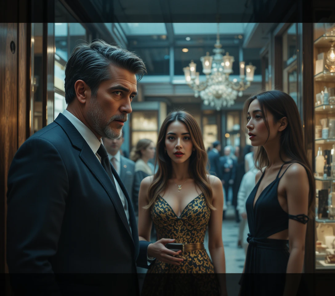 Confronto dramático no interior de uma boutique de luxo