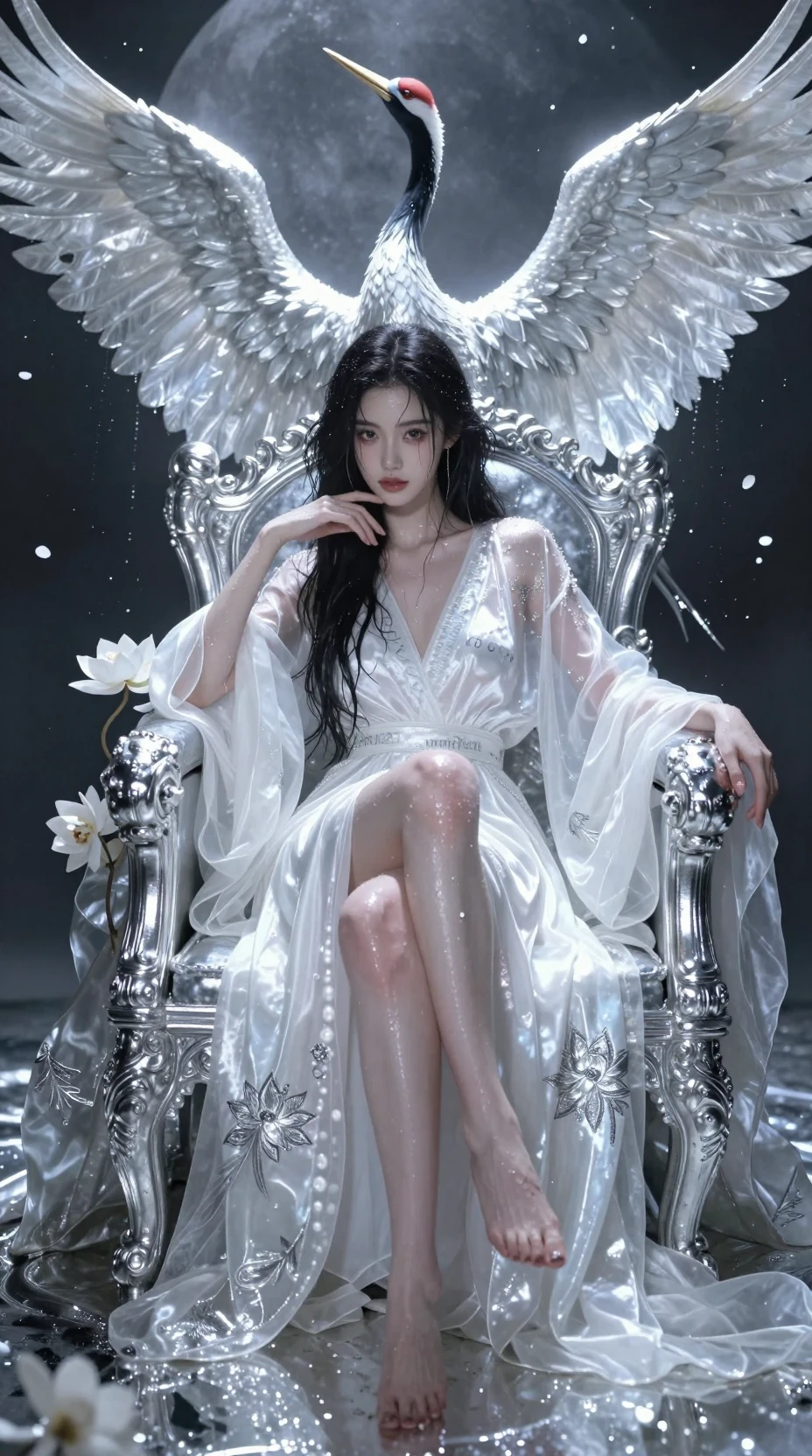 銀色月光石王座上的空靈月之女王