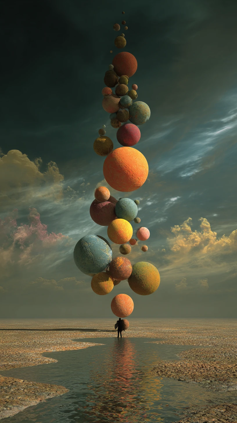 Magnified nanoscale geometric cores stacked in balance