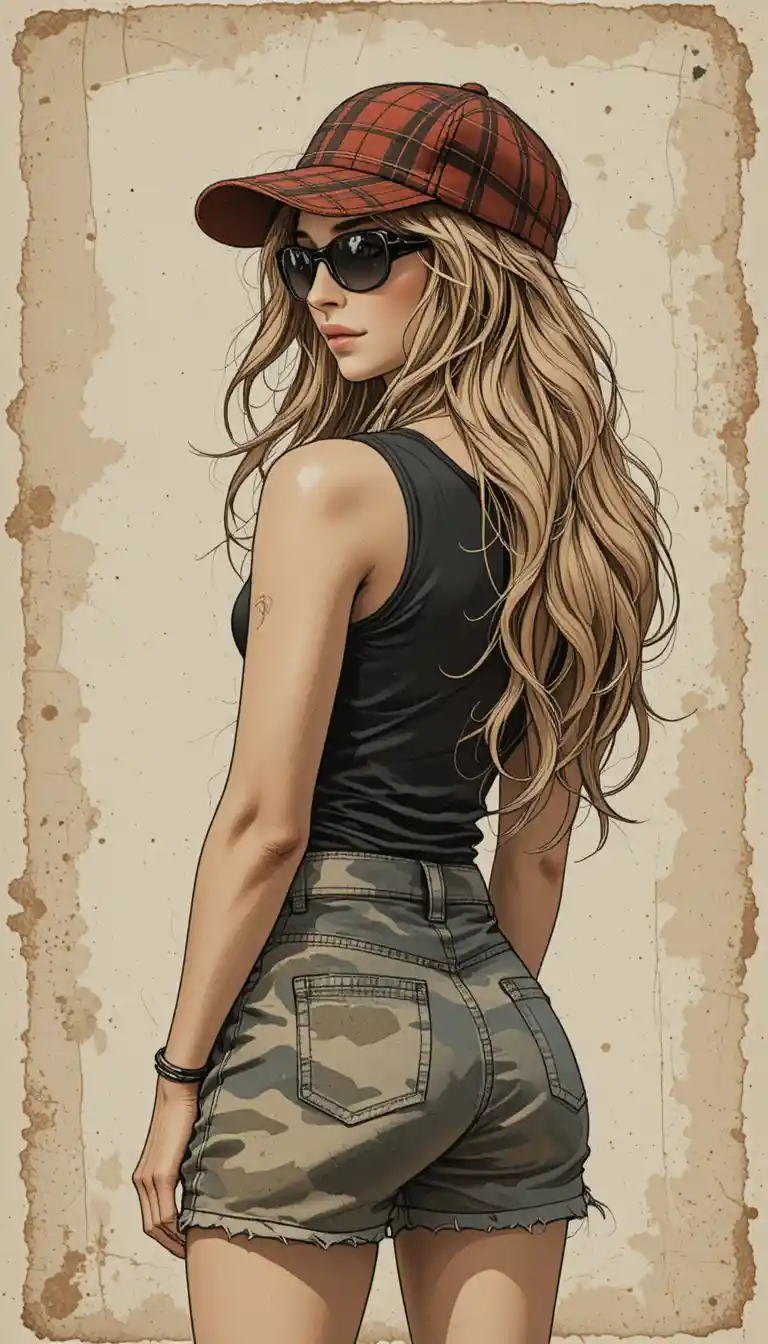 Portrait de dos d’une fille stylée en tenue décontractée