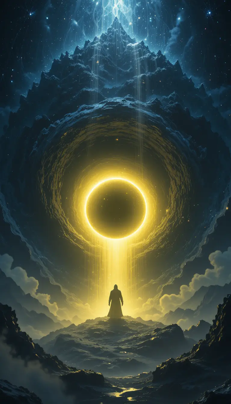 Ninja Silhouette Hidden Within A Glowing Cosmic Black Hole