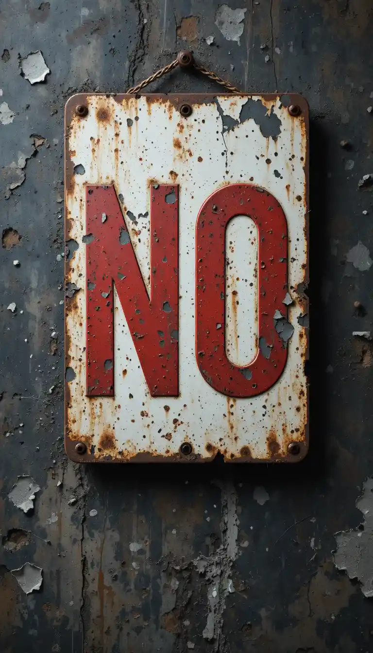 Verrostetes Verbotsschild an abgenutzter Betonindustrie‑wand