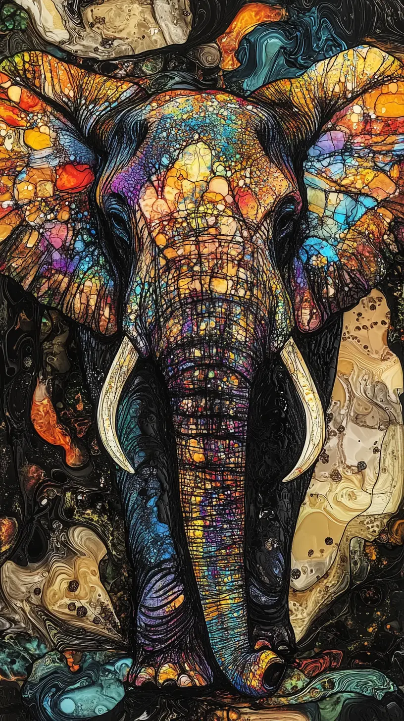 Surreal optical illusion art with abstract elephant forms