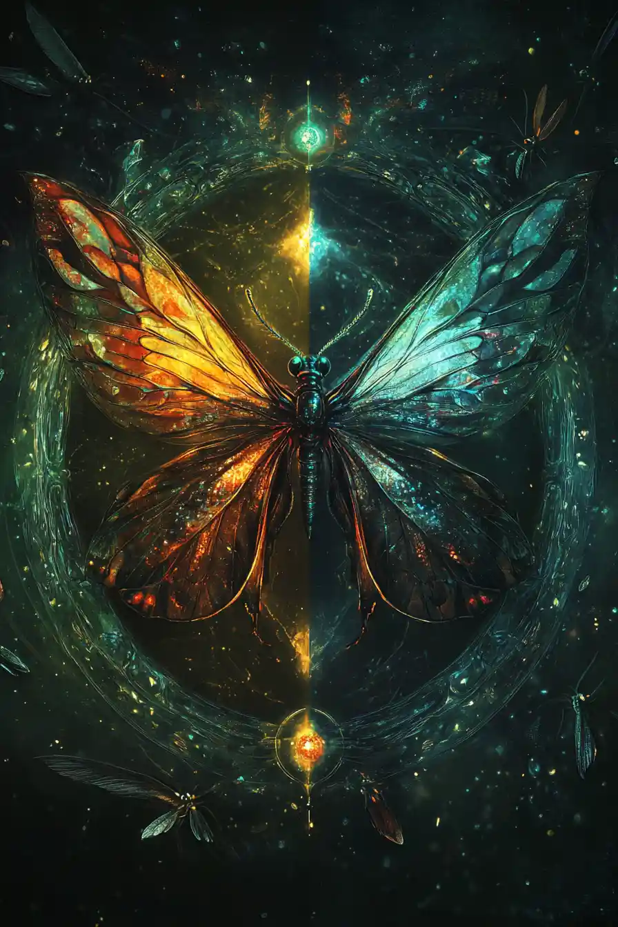 Papillons yin et yang au contraste magique et lumineux