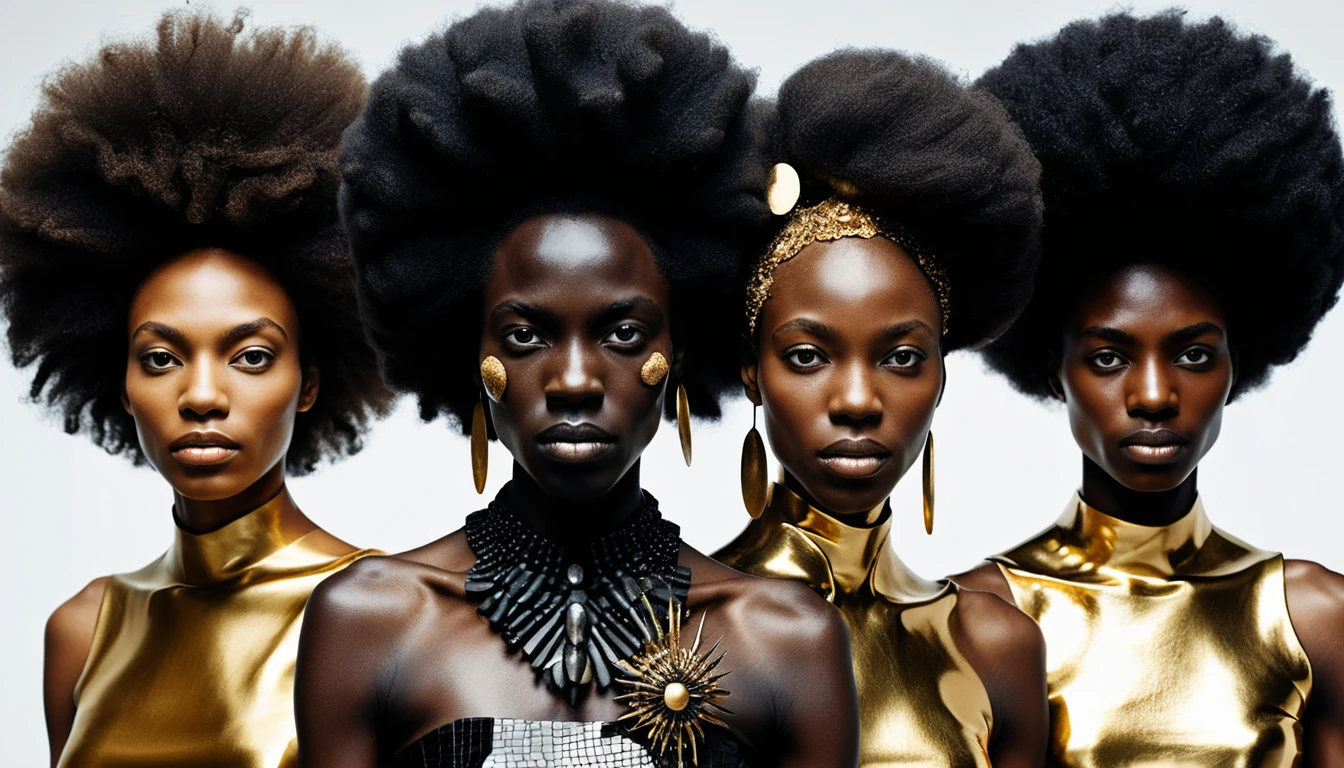 Afro surreal portrait of a woman as living cosmic myth