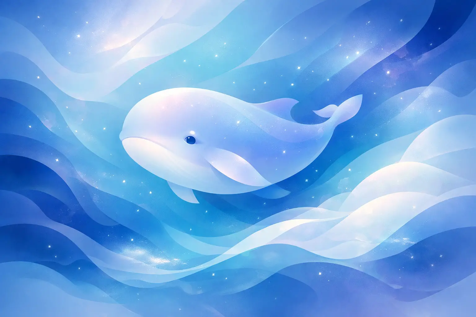 Abstract baby whale formed by soft flowing gradients