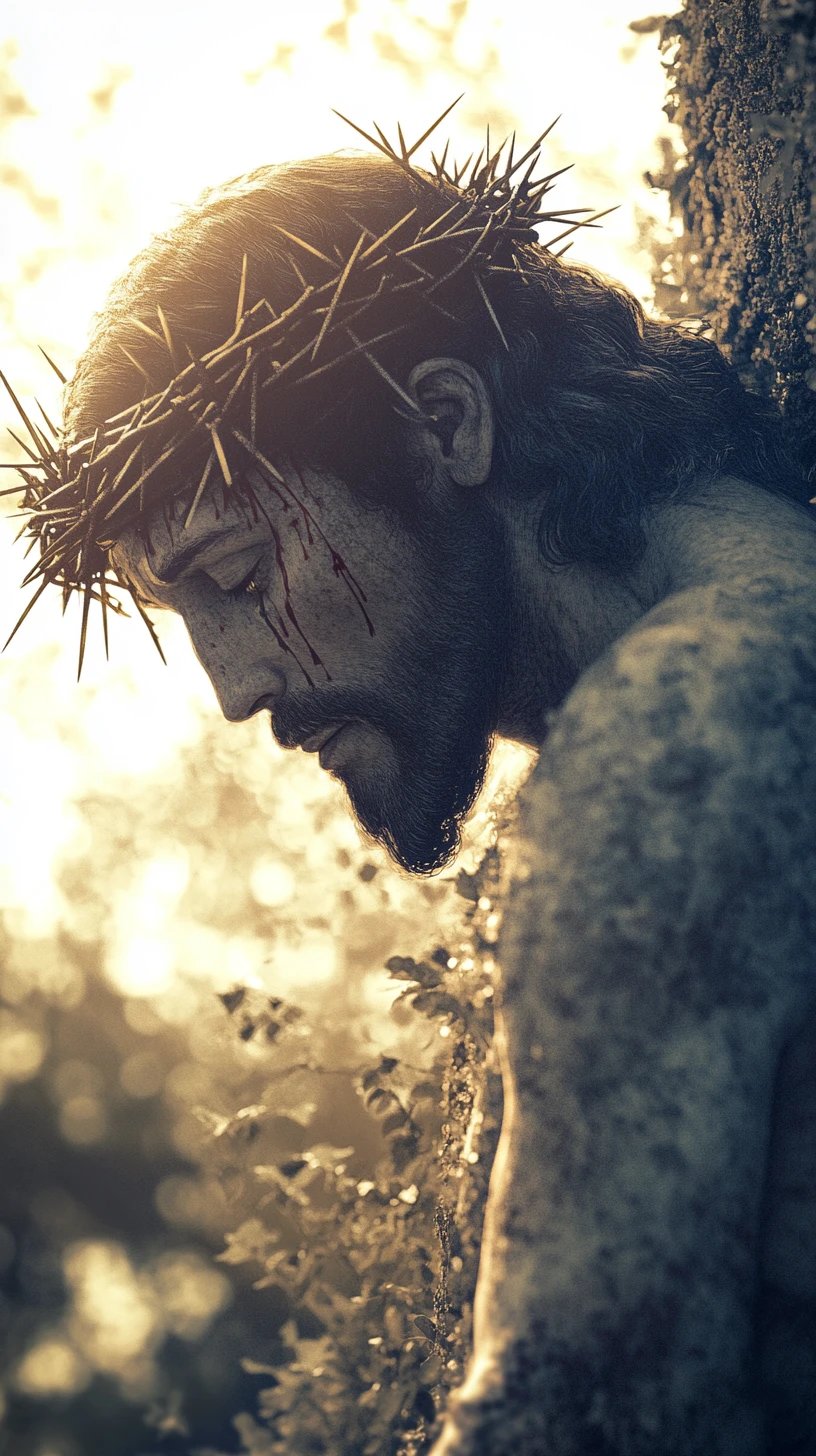 Close up portrait of Christ with crown of thorns