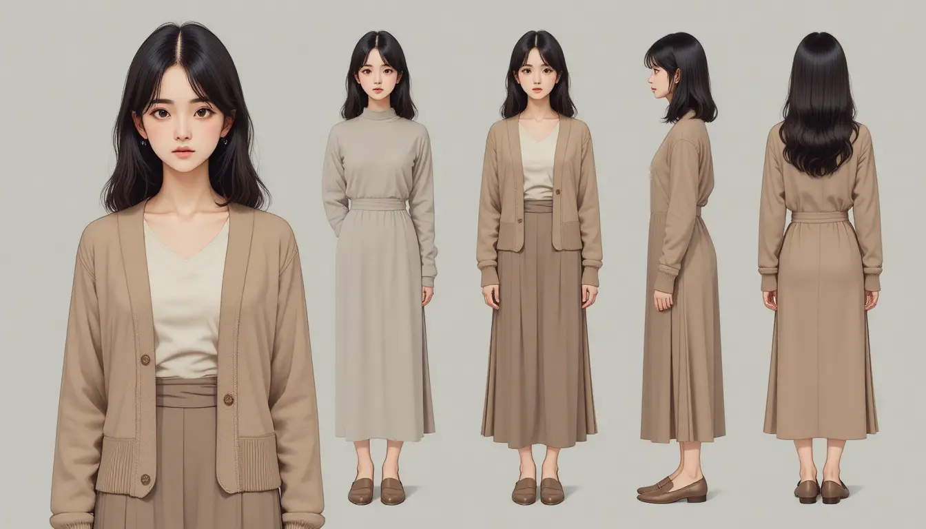 Fille d’anime pensive en mode japonaise rétro des années 1980