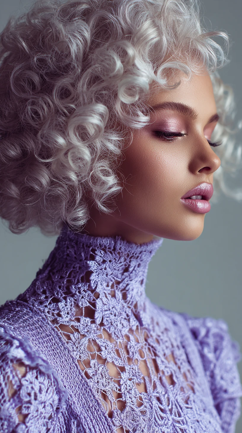 Glamorous woman in pastel couture dress with sleek curls