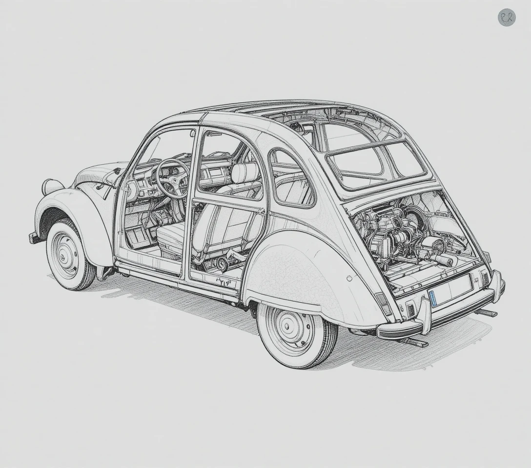 經典小型車技術剖面圖
