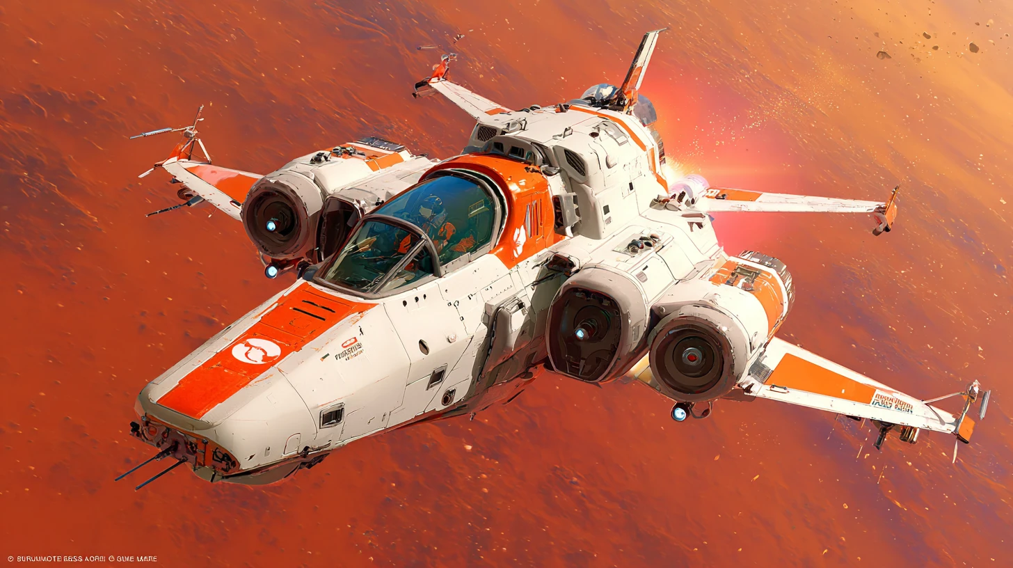 White space fighter diving into a glowing planet atmosphere