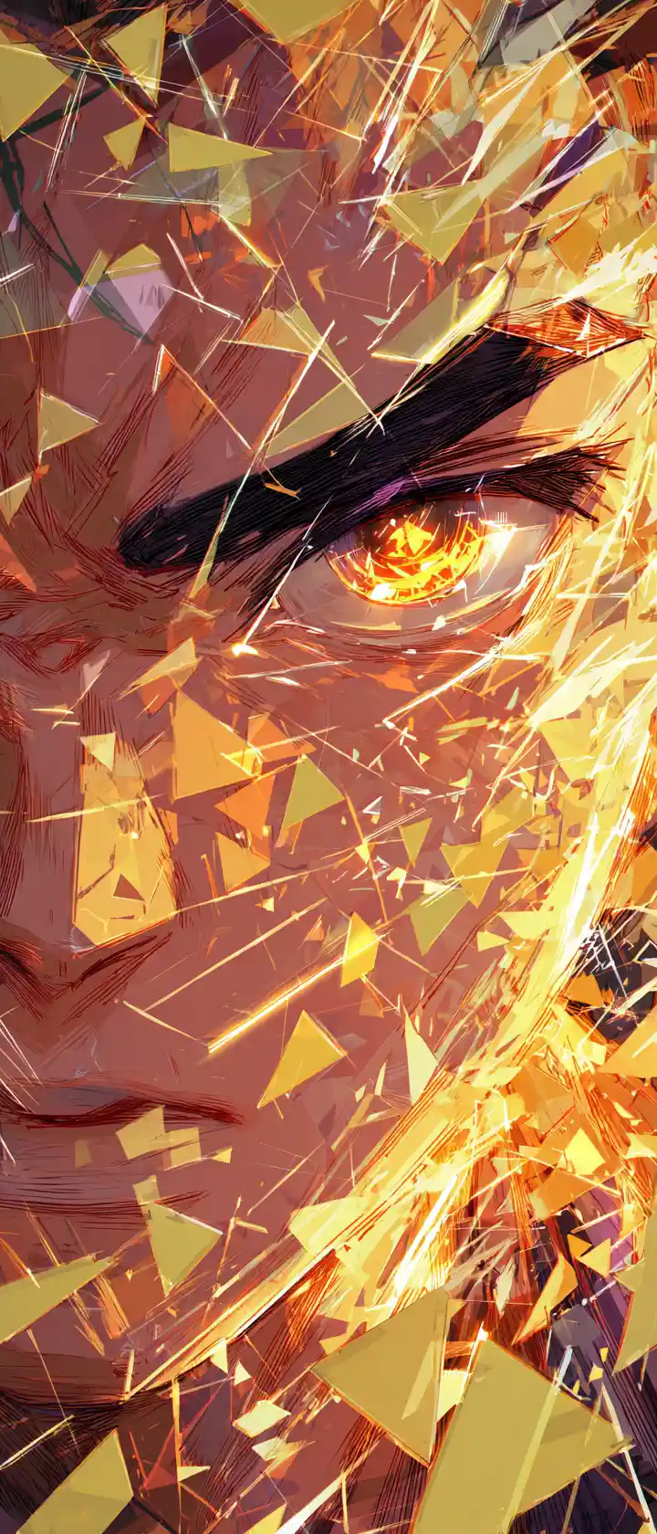 Anime girl portrait with glowing geometric energy aura