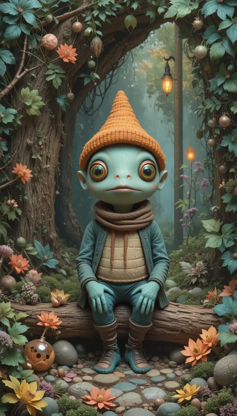 Personagem aconchegante do povo da floresta em aquarela suave