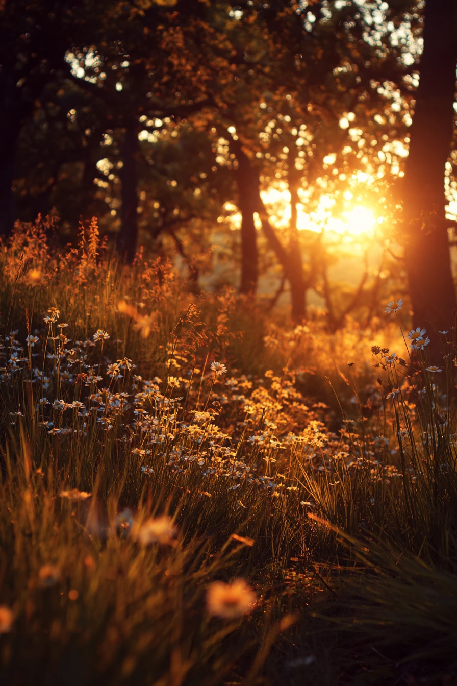 Golden summer afternoon by the quiet riverside