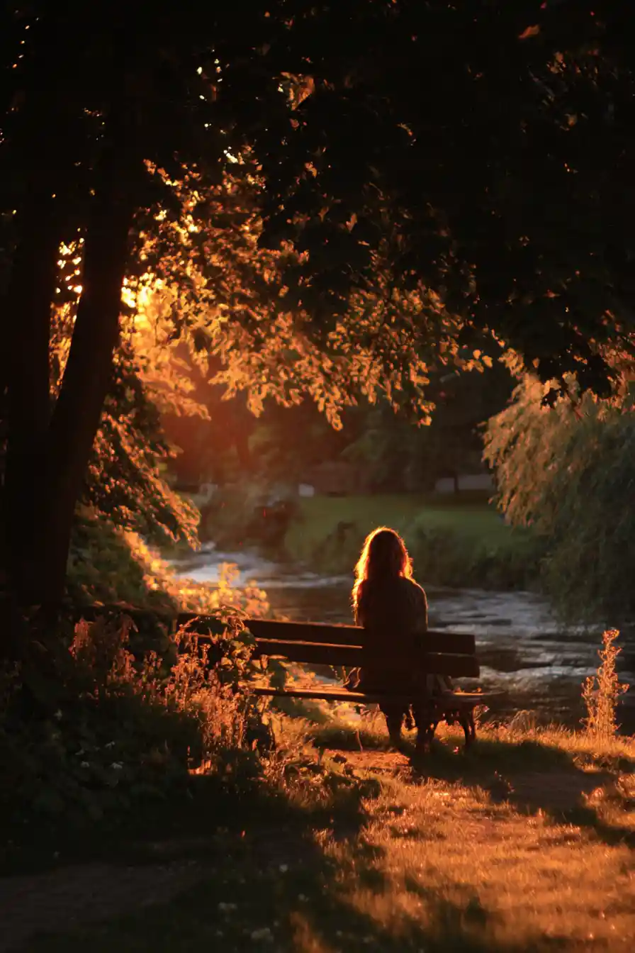 Goldener Sommernachmittag, der in eine sanft orangefarbene Nacht übergeht
