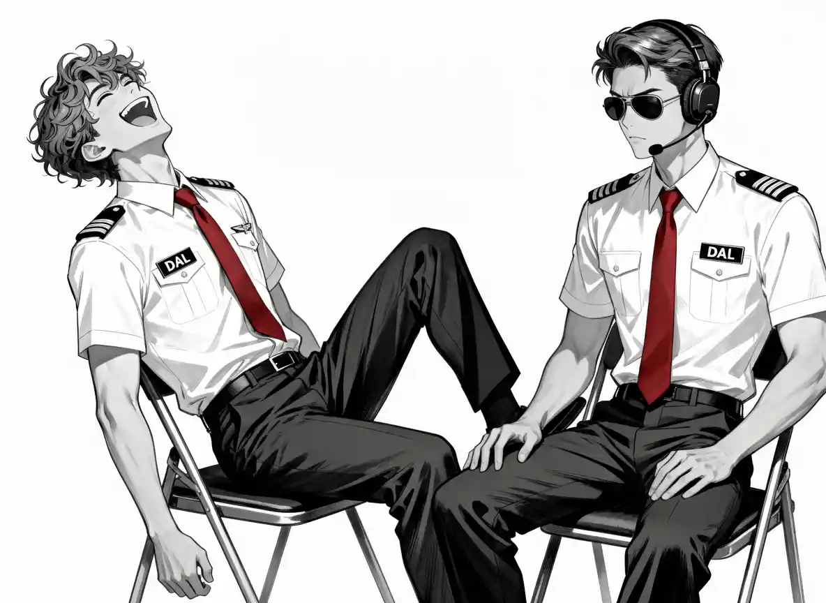 Uniform line outline drawing of existing character scene