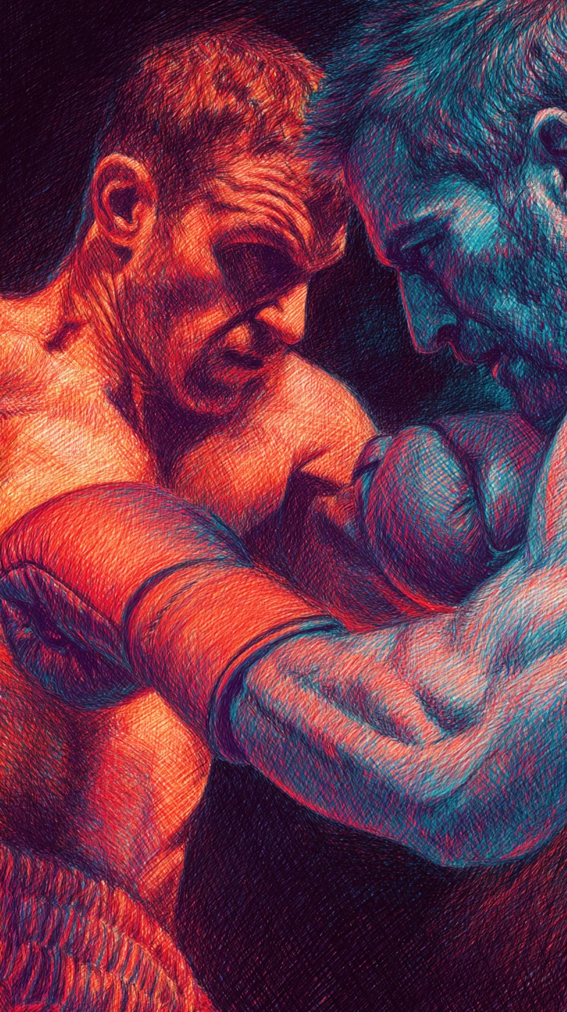 Due pugili che si scambiano un potente pugno in un’illustrazione drammatica