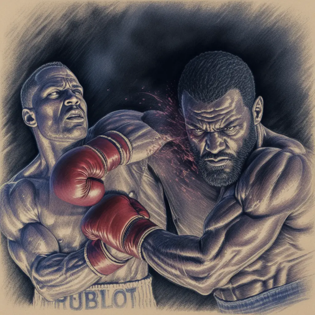 Close-up de um soco de boxe congelado no momento do impacto