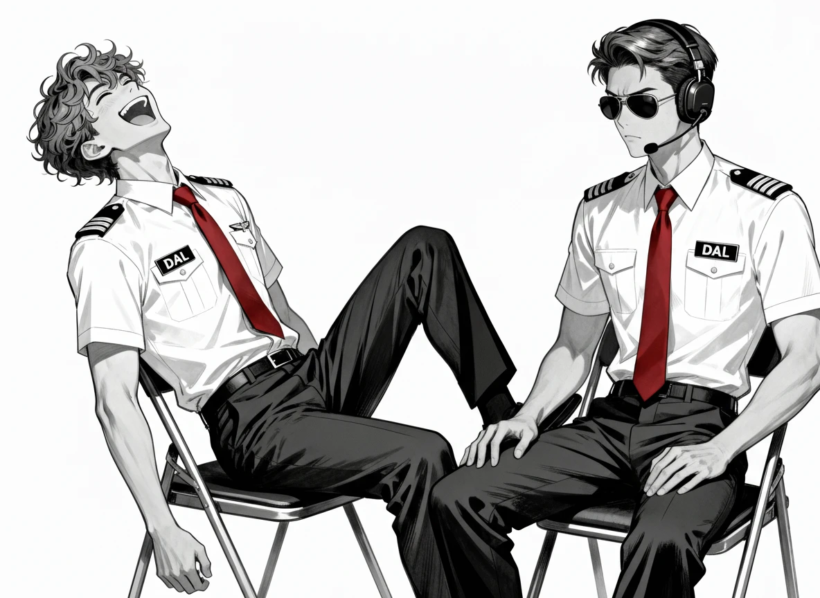 Uniform line outline drawing of existing character scene