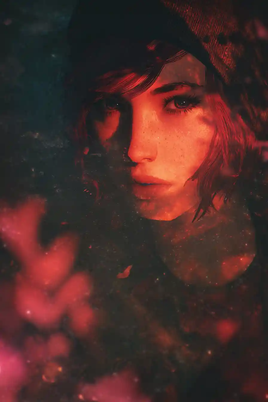 Dreamscape woman in an inner battle of pain and love