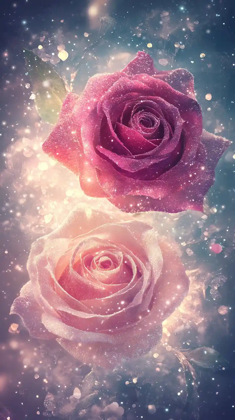 Verspielte Yin-und-Yang-Rosen in einem magischen Garten