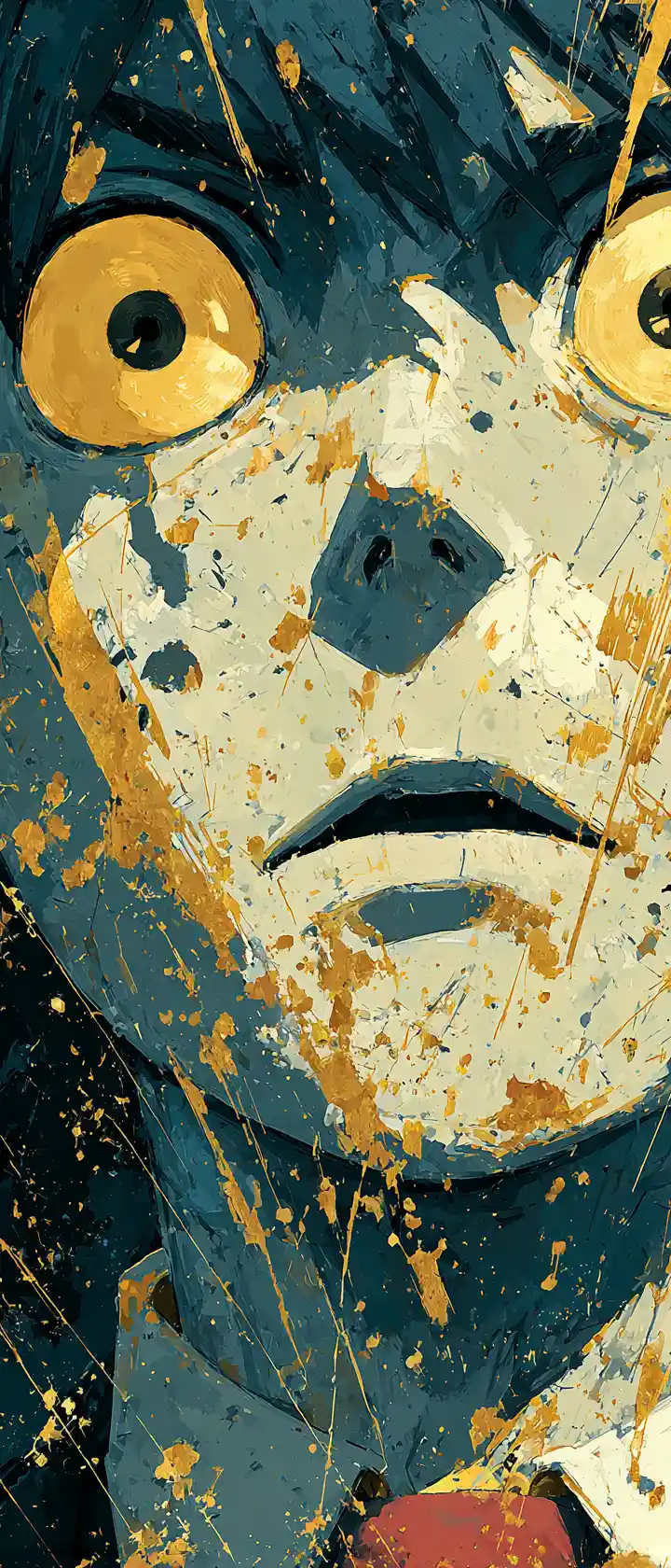 Anime close up portrait dissolving into abstract paint