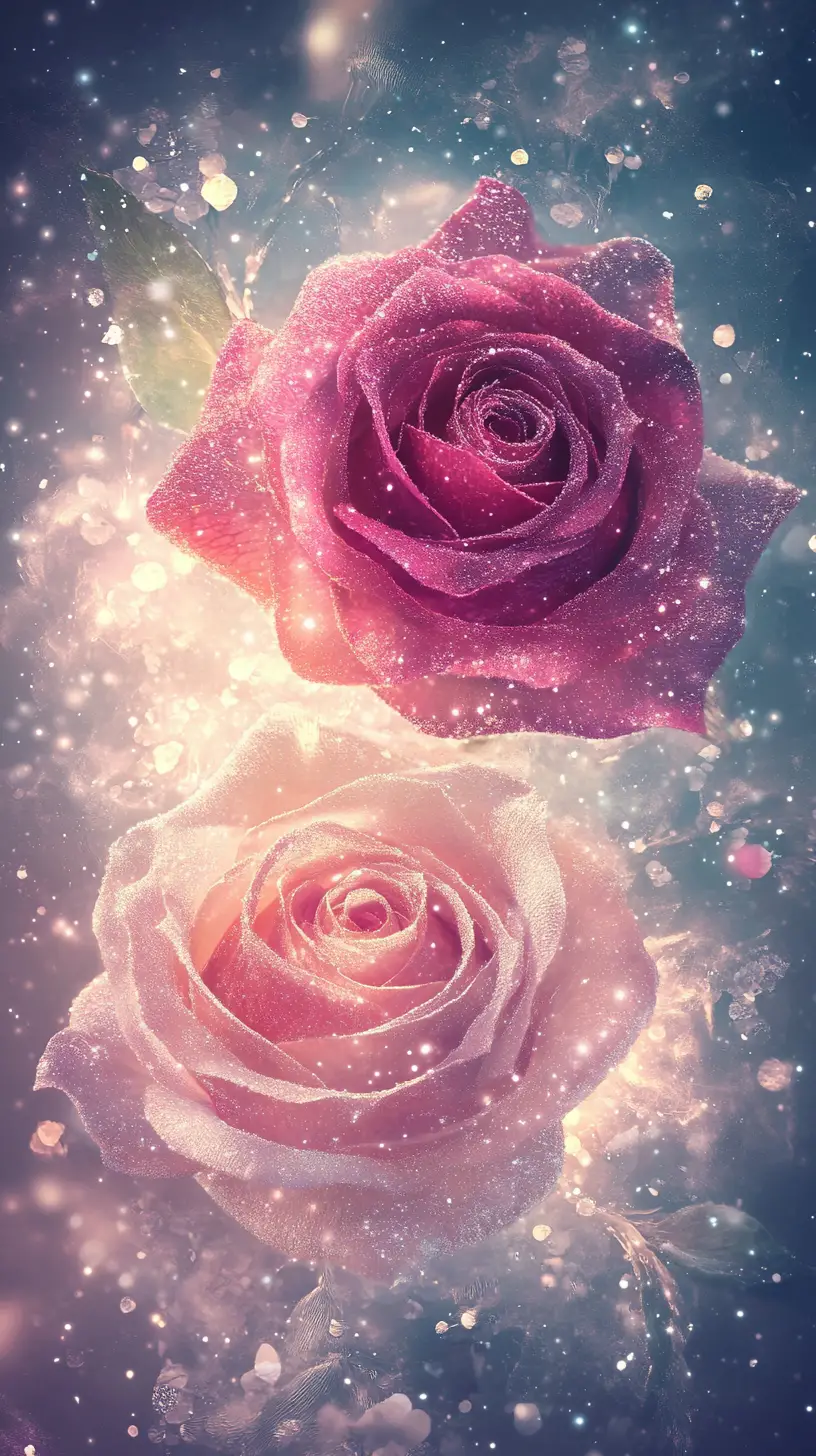 Whimsical yin yang roses in a magical garden