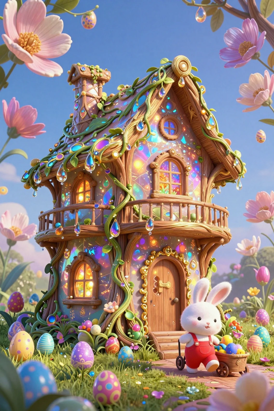 Casa de Hadas Fantasiosa con Enredaderas Brillantes en Bosque Fantástico