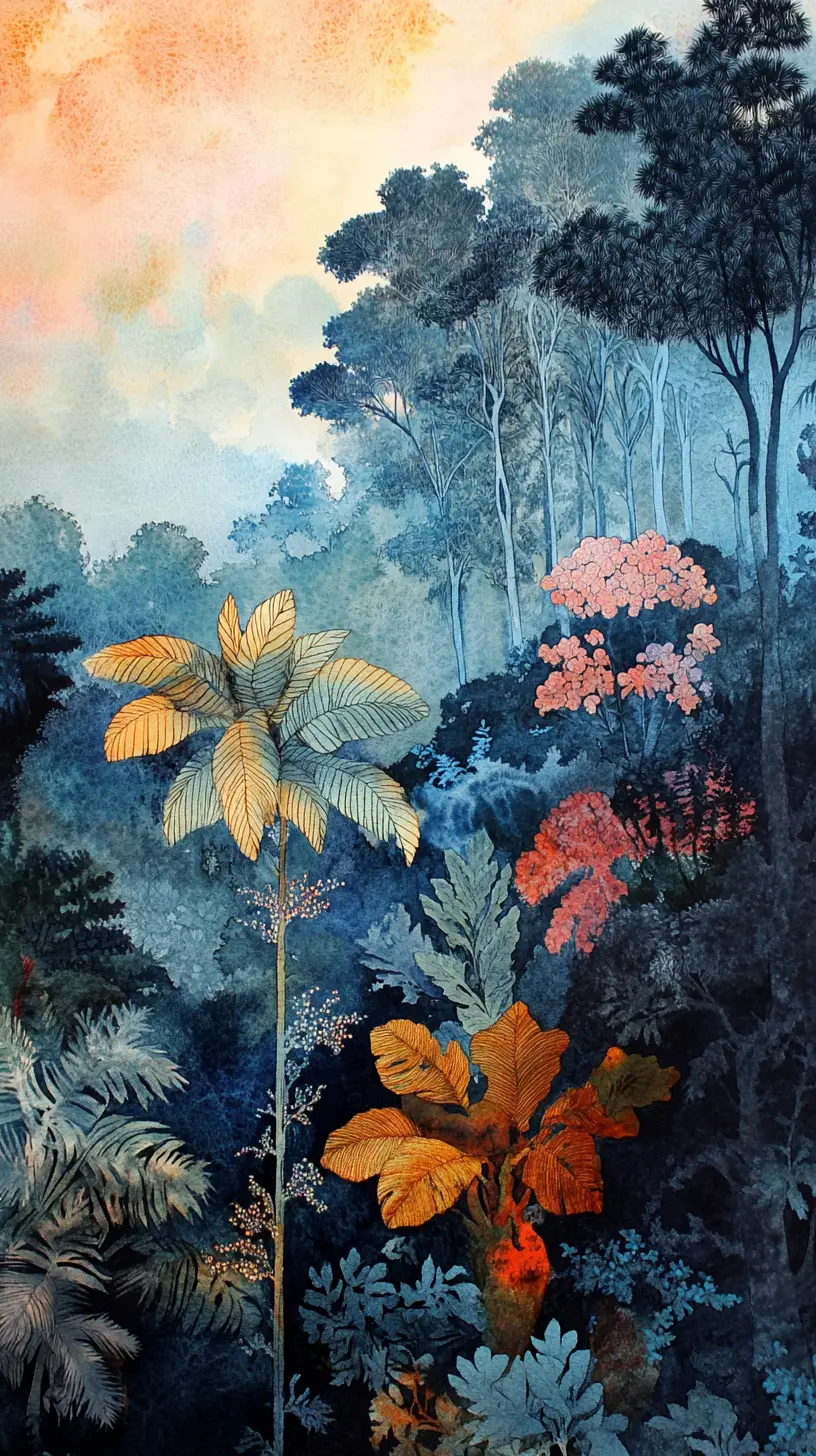 Misty Cloud Forest At Enchanting Watercolor Dusk