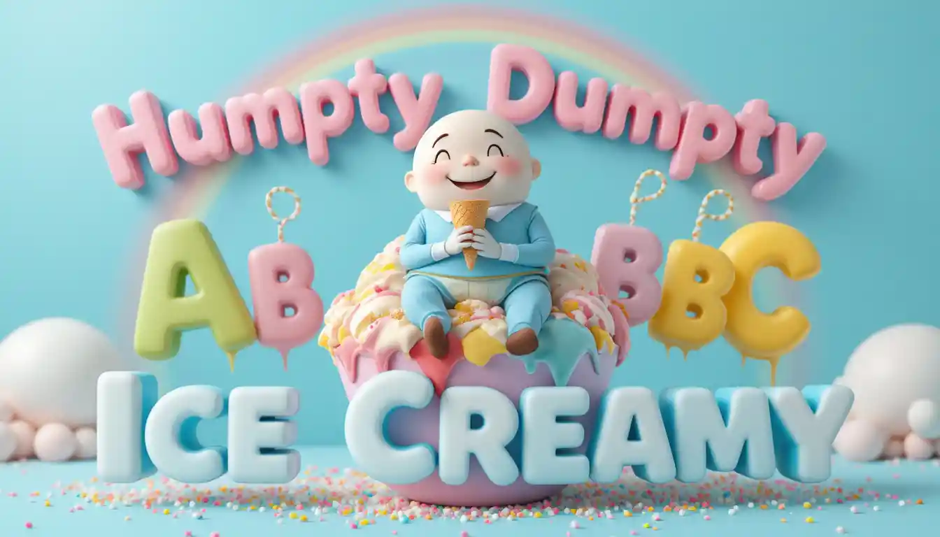 Humpty Dumpty On Ice Cream With Smiling Alphabet Letters