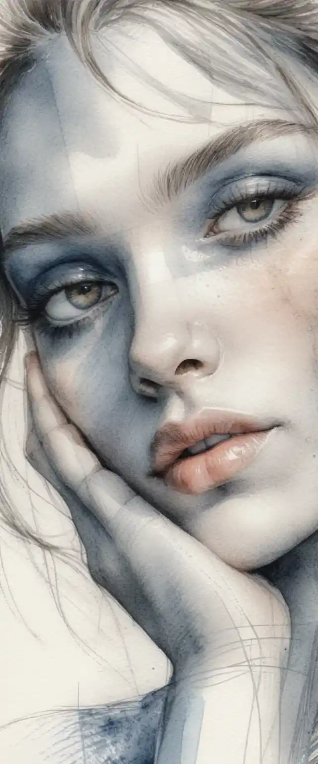 Expressive pencil portrait sketch in contemplative close up profile