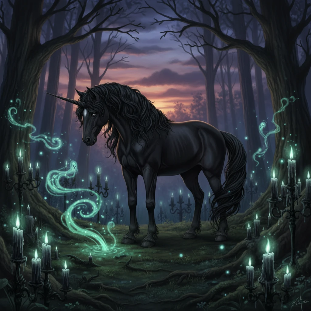 Majestuoso unicornio blanco en un claro de bosque luminoso