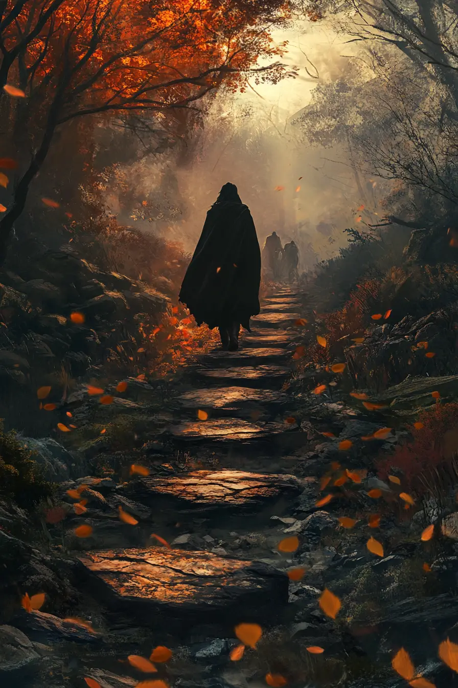 Solitary figure carrying a quiet and heavy burden