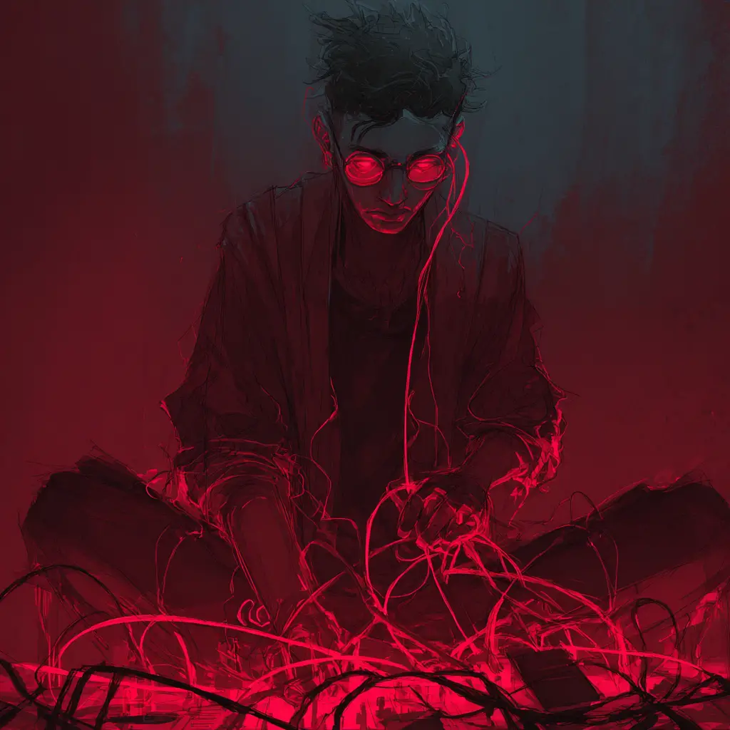 Abstract dj mixer interface with chaotic party energy