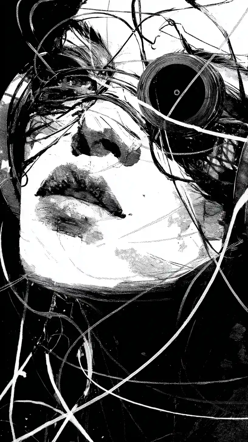 Abstract dj interface wires with intense party energy