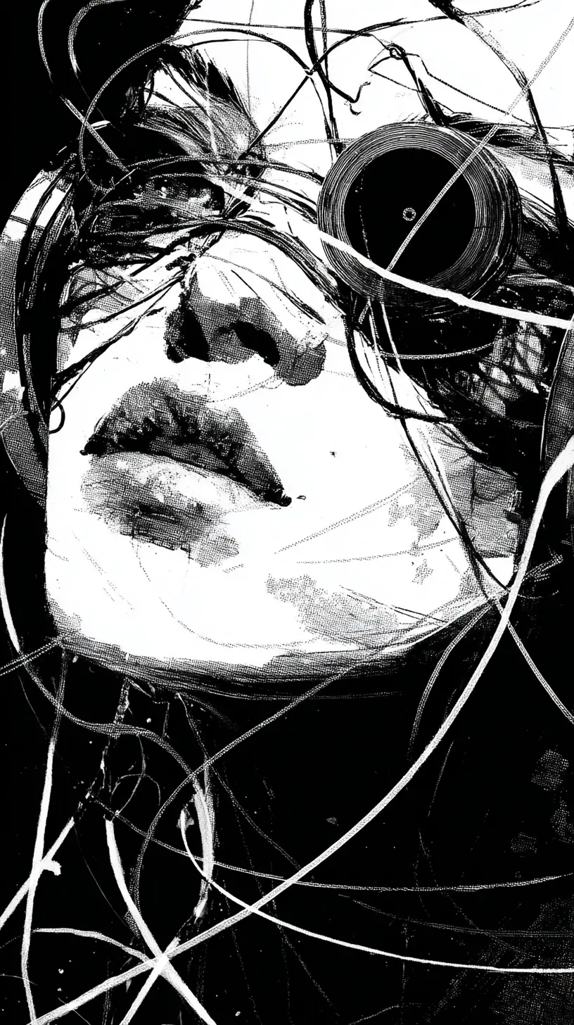 Abstract dj interface wires with intense party energy
